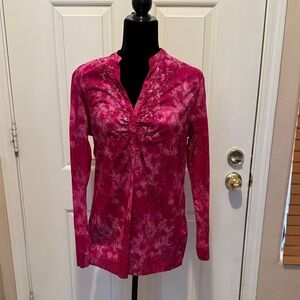 Pappagallo Fuchsia Pink Swirl Print Blouse